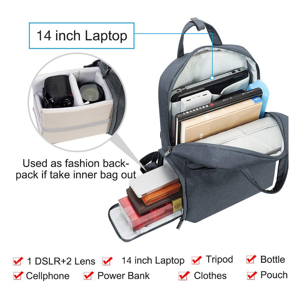 Caden L5 (M) Backpack Waterproof with USB Charging Port Notebook 14 นิ้ว